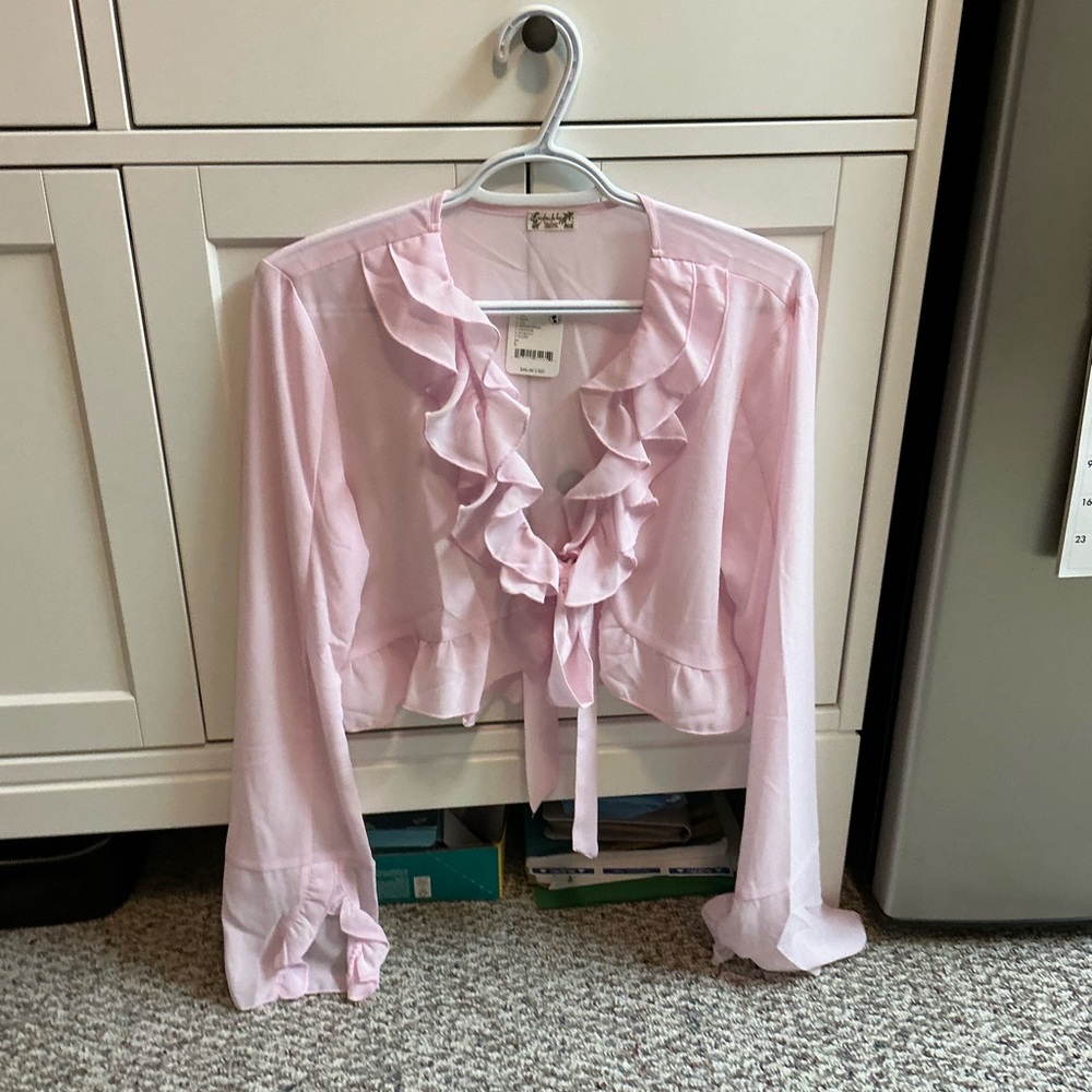 Elegant Pink Ruffle Blouse